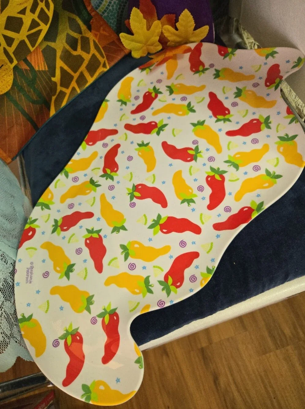 4/$15 Colorfu Pepper Print Serving Tray Platter Stephanie Peterson Kitchen Decor